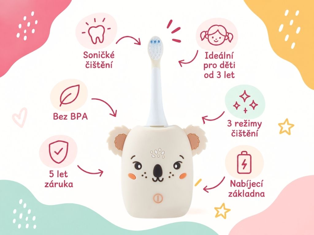 Dětský sonický elektrický kartáček Zoo Toothbrush Koala (9)